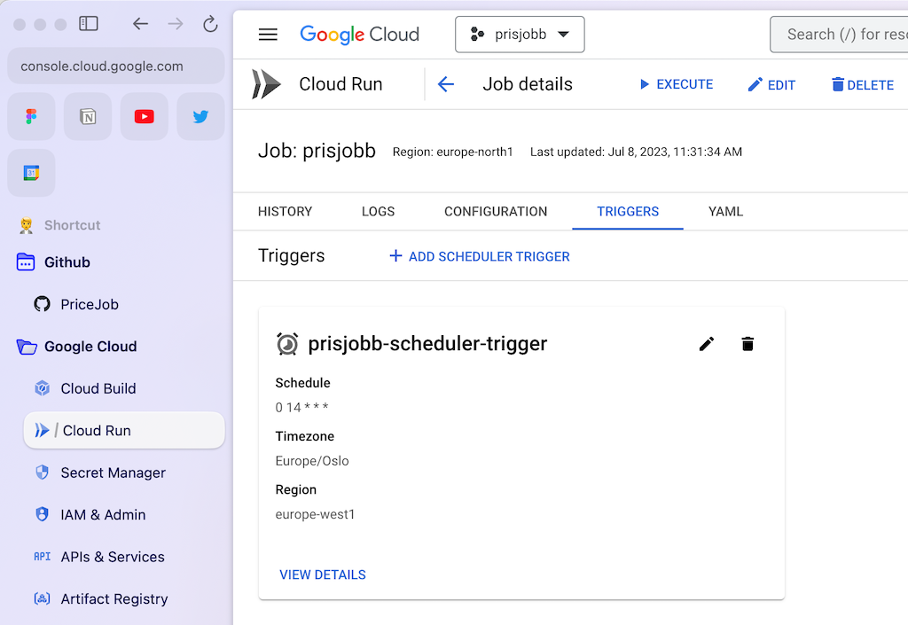 Pricejob history